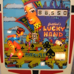 Lucky Hand (Gottlieb, 1977) (Lit) Backglass