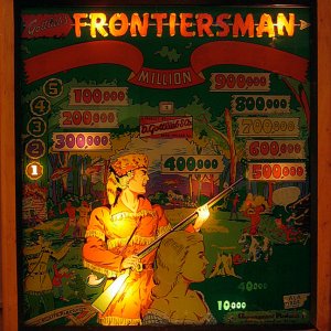 Frontiersman (1955, Gottlieb) (Lit) Backglass