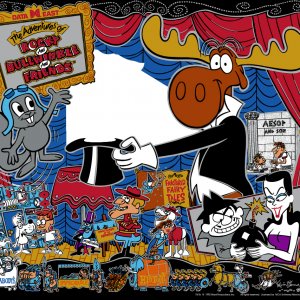 Rocky and Bullwinkle and Friends, Adventures of (Data East, 1993) (CPR) Backglass