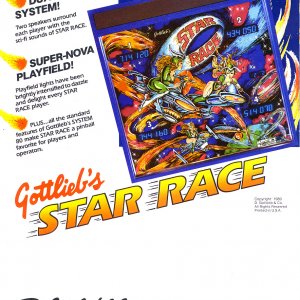 Star Race (Gottlieb, 1980) Flyer (Back)