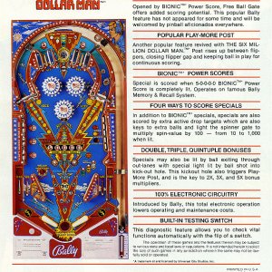 Six Million Dollar Man, The (Bally, 1978) Flyer p2