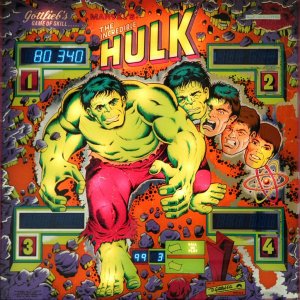 The Incredible Hulk (Gottlieb, 1979) (Lit) (JPR) Backglass