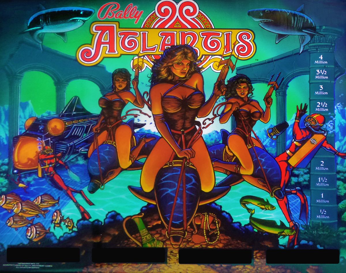 Atlantis (Bally, 1989) (Ken Wiseman) Backglass