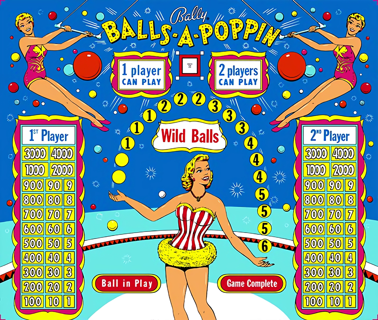 Balls-A-Poppin (Bally, 1956) (IkeS) Backglass