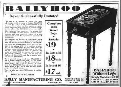 Ballyhoo (Bally, 1932) Ad