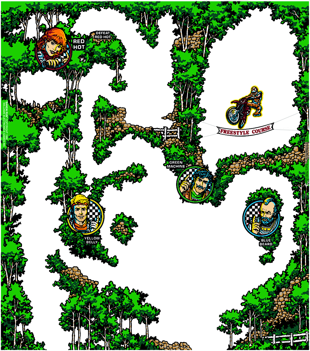 Banzai Run (Williams, 1988) (CPR) Backglass Pinball Nirvana