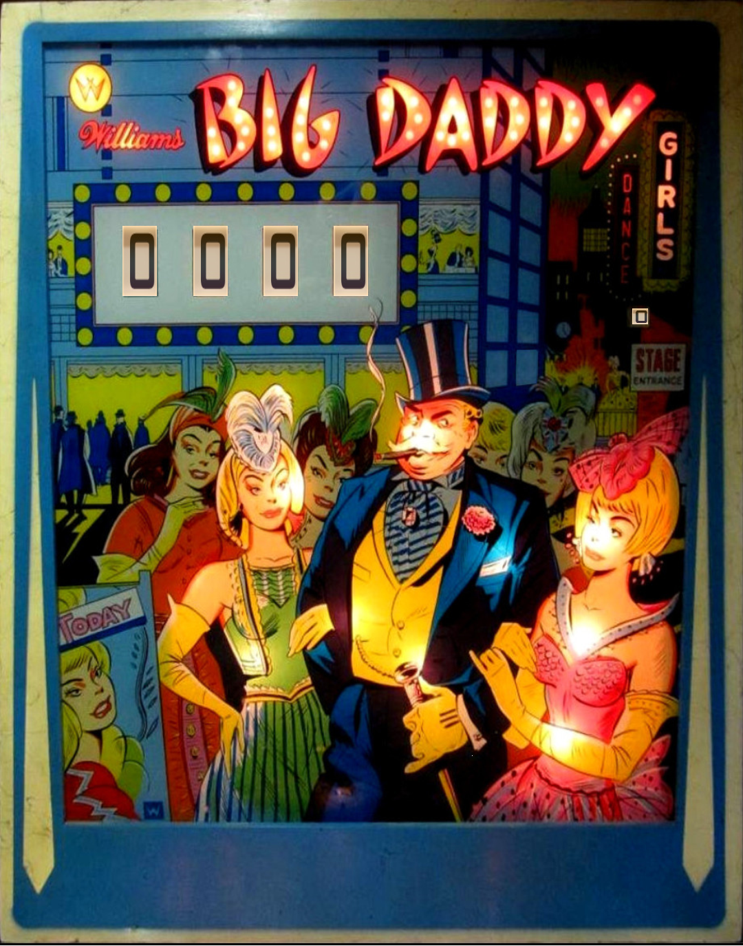 Big Daddy (Williams, 1963) Lit Backglass