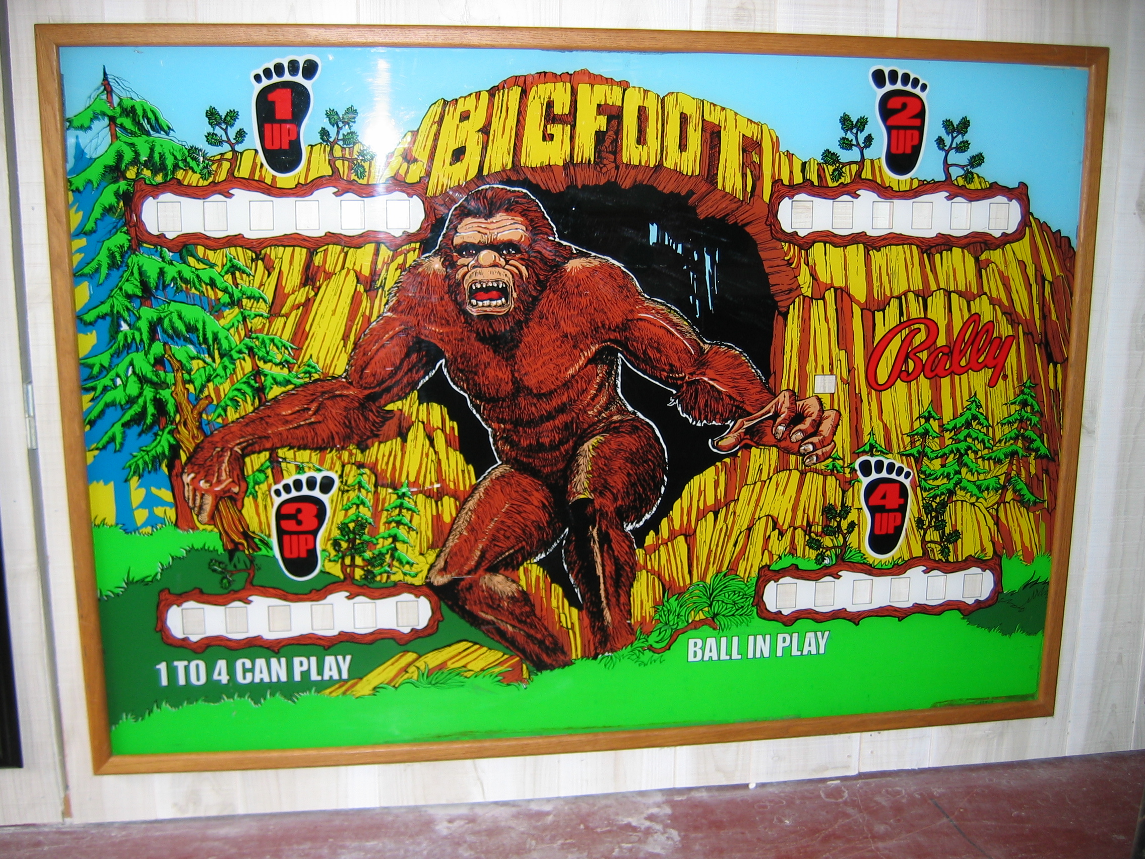 Bigfoot (Bally, 1977) Backglass