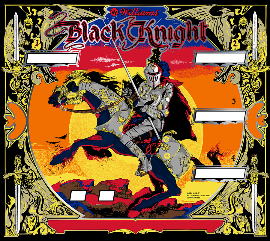 Black Knight (Williams, 1980) (CPR) Backglass Pinball Nirvana