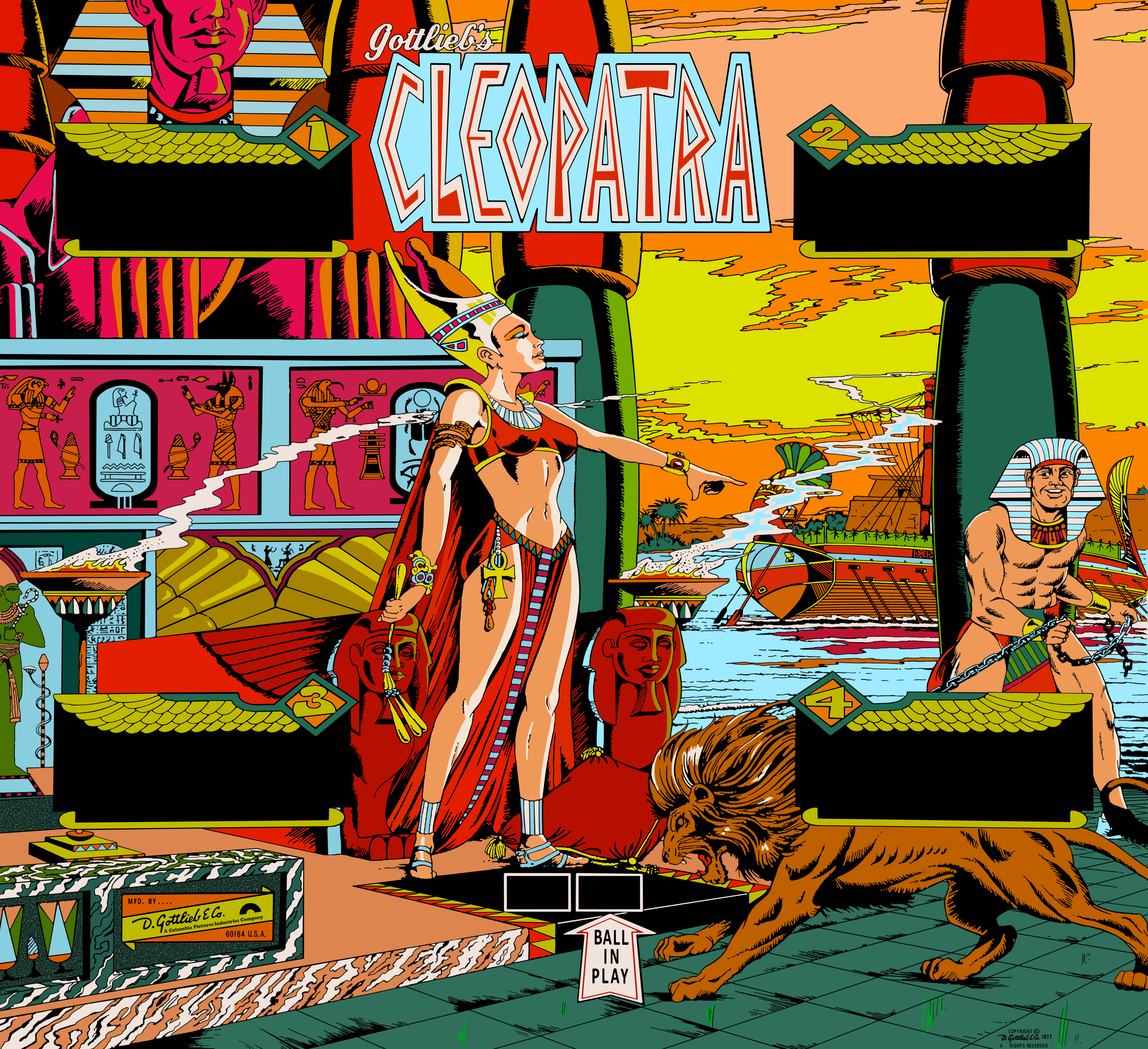 Blackglass Cleopatra (Gottlieb, 1977) (ELC) Backglass