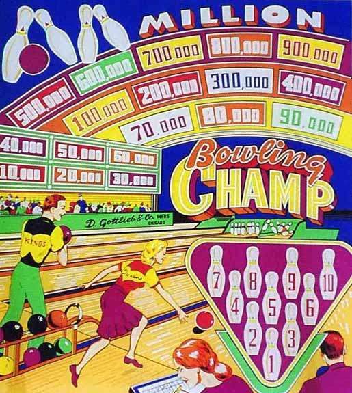 Bowling Champ (Gottlieb, 1949) Backglass