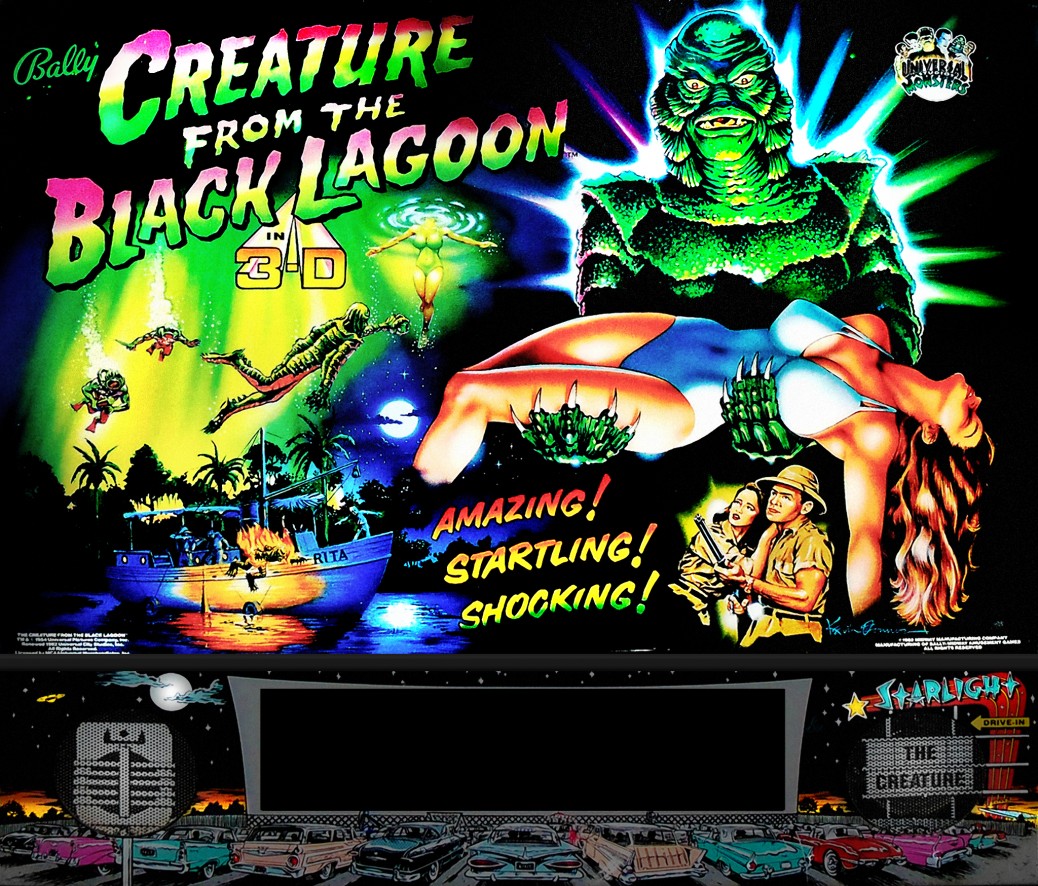 Creature from the Black Lagoon (Midway, 1992) (HauntFreaks) Backglass