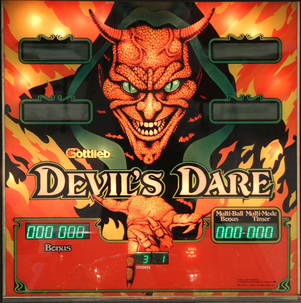 Devil's Dare (Gottlieb, 1982) Lit (JPR) Backglass