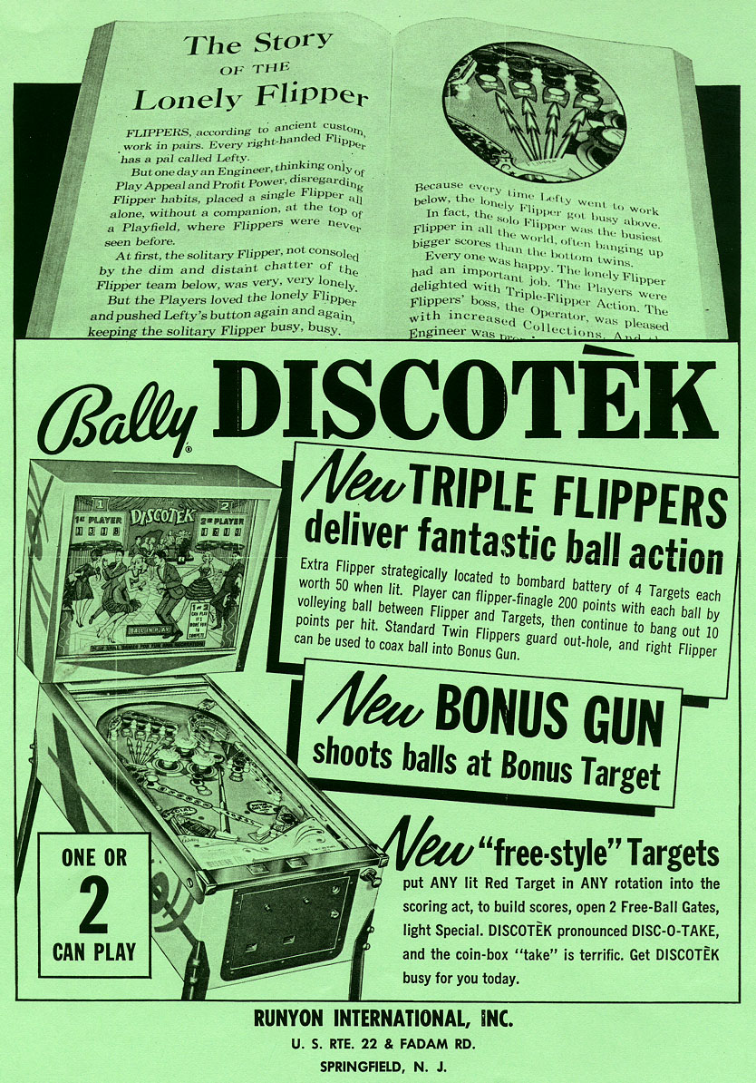 Discotek (Bally, 1965) Flyer