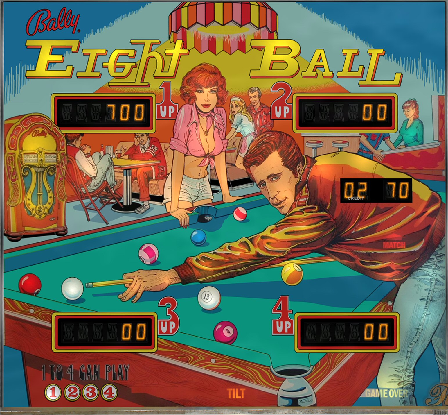 Eight Ball (Bally, 1977) (JPR) Backglass