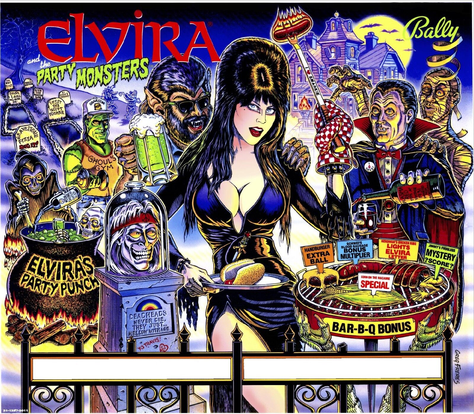 Elvira and the Party Monsters (Bally, 1989) Backglass