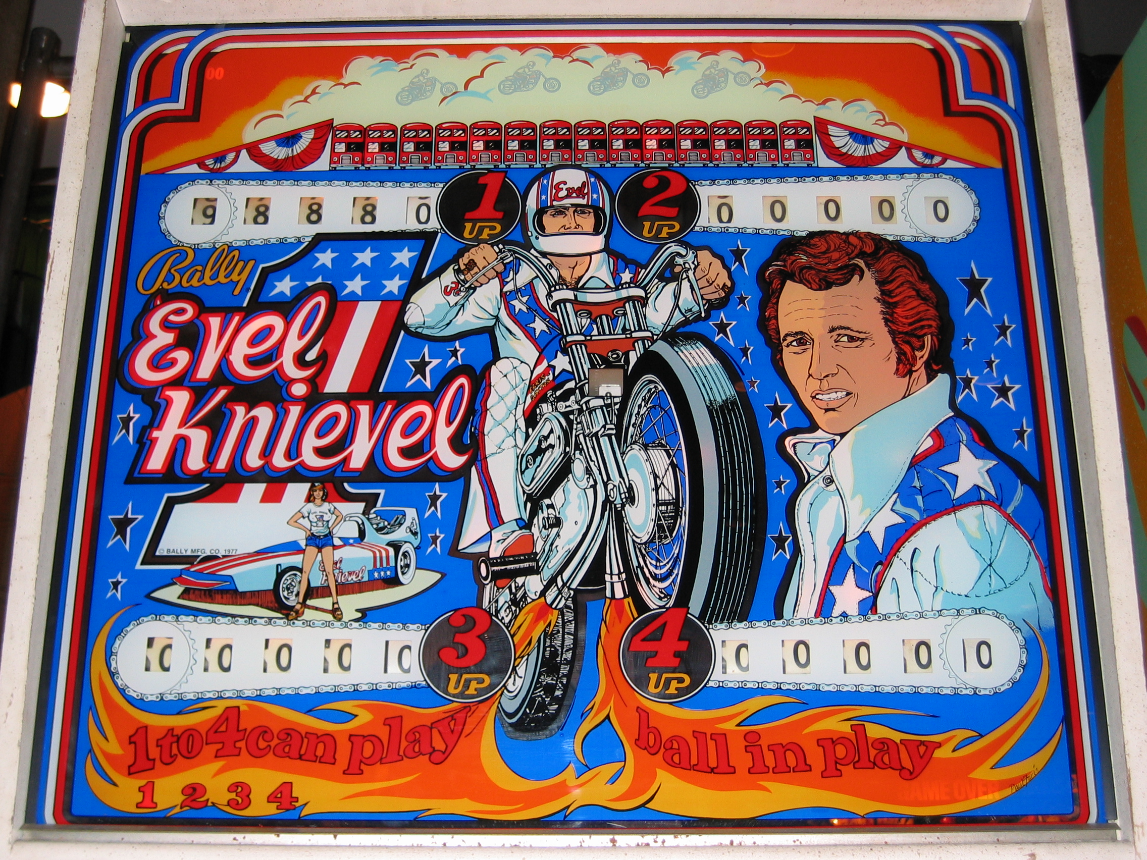Evel Knievel (Bally, 1977) Backglass
