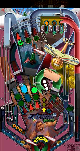 Extreme Sports / Pinball Illusions (21st Century, 1995) Playfield