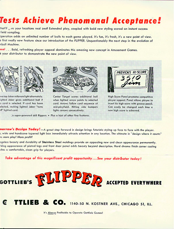 Flipper (Gottlieb, 1960) Flyer p3