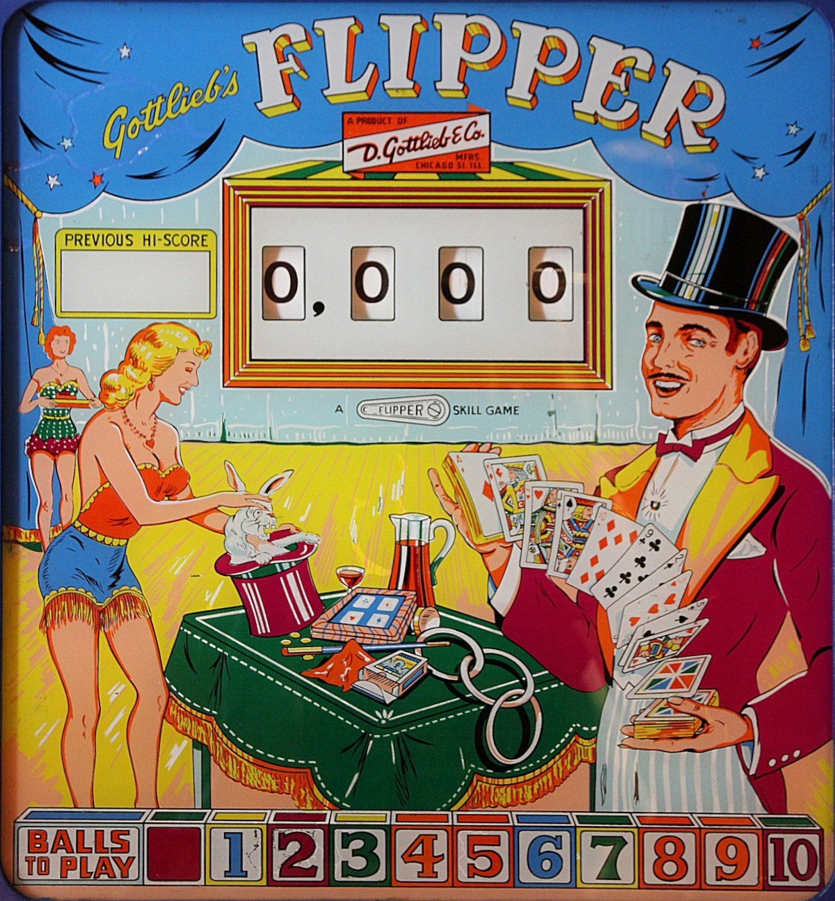 Flipper (Gottlieb, 1960) (JPR-IkeS) Backglass