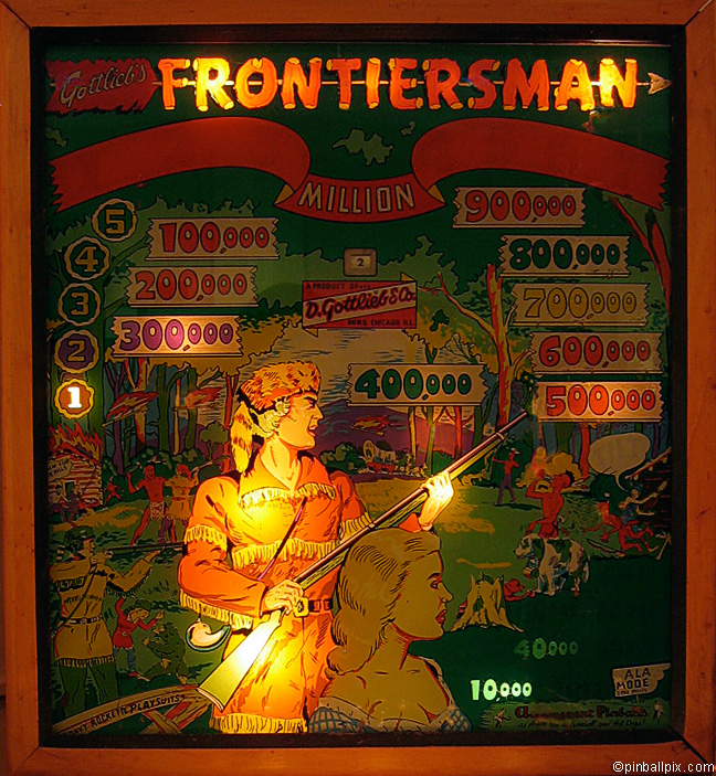 Frontiersman (1955, Gottlieb) (Lit) Backglass