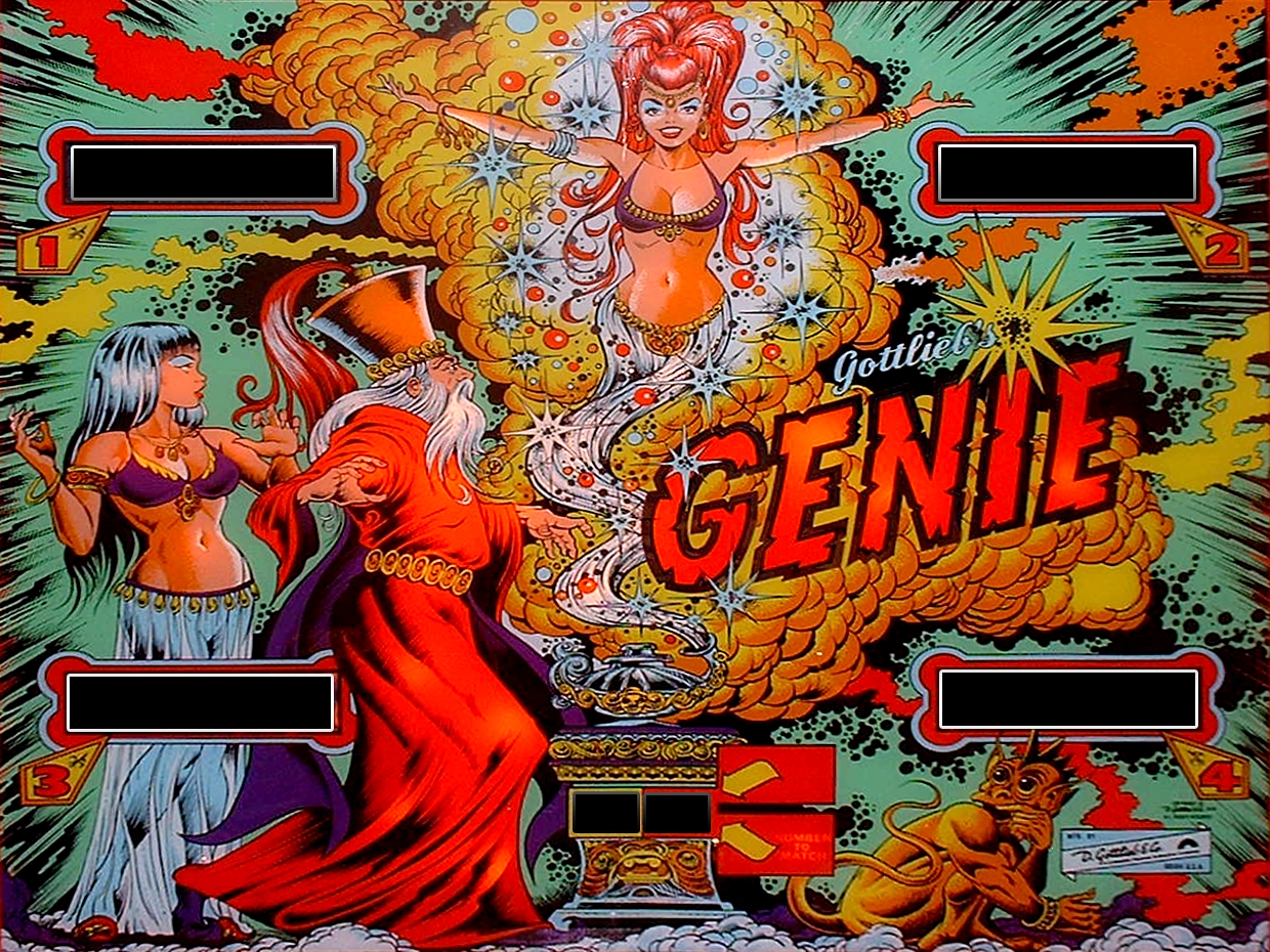 Genie (Gottlieb, 1979) (ArcadeCrusade) Backglass