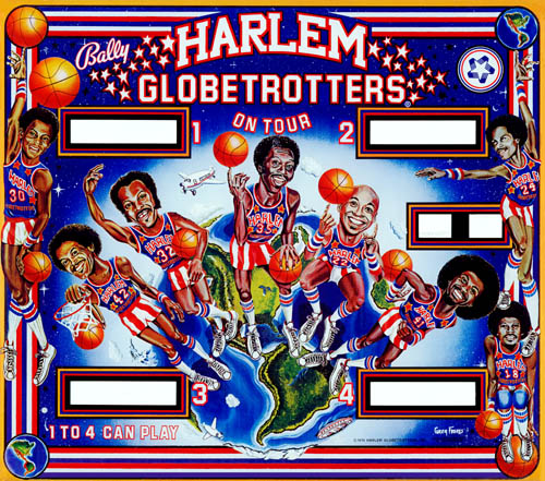 Harlem Globetrotters On Tour (Bally, 1979) Backglass