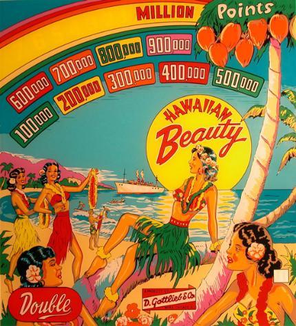 Hawaiian Beauty (Gottlieb, 1954) Backglass