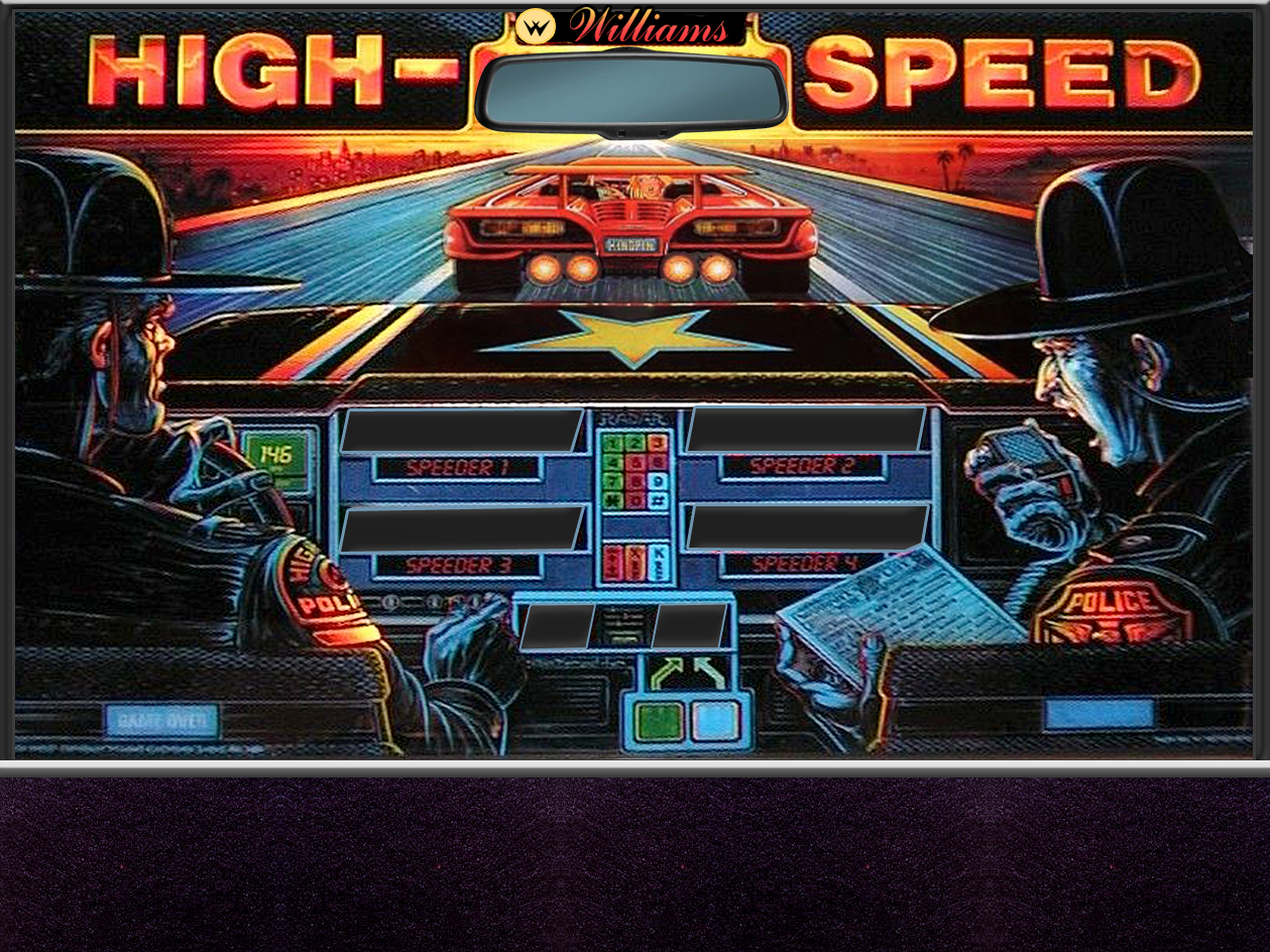 High Speed (Williams, 1986) Backglass