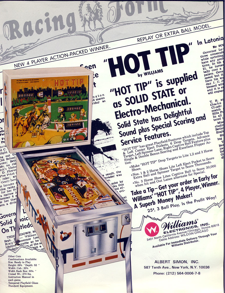 Hot Tip (Williams, 1977) Flyer