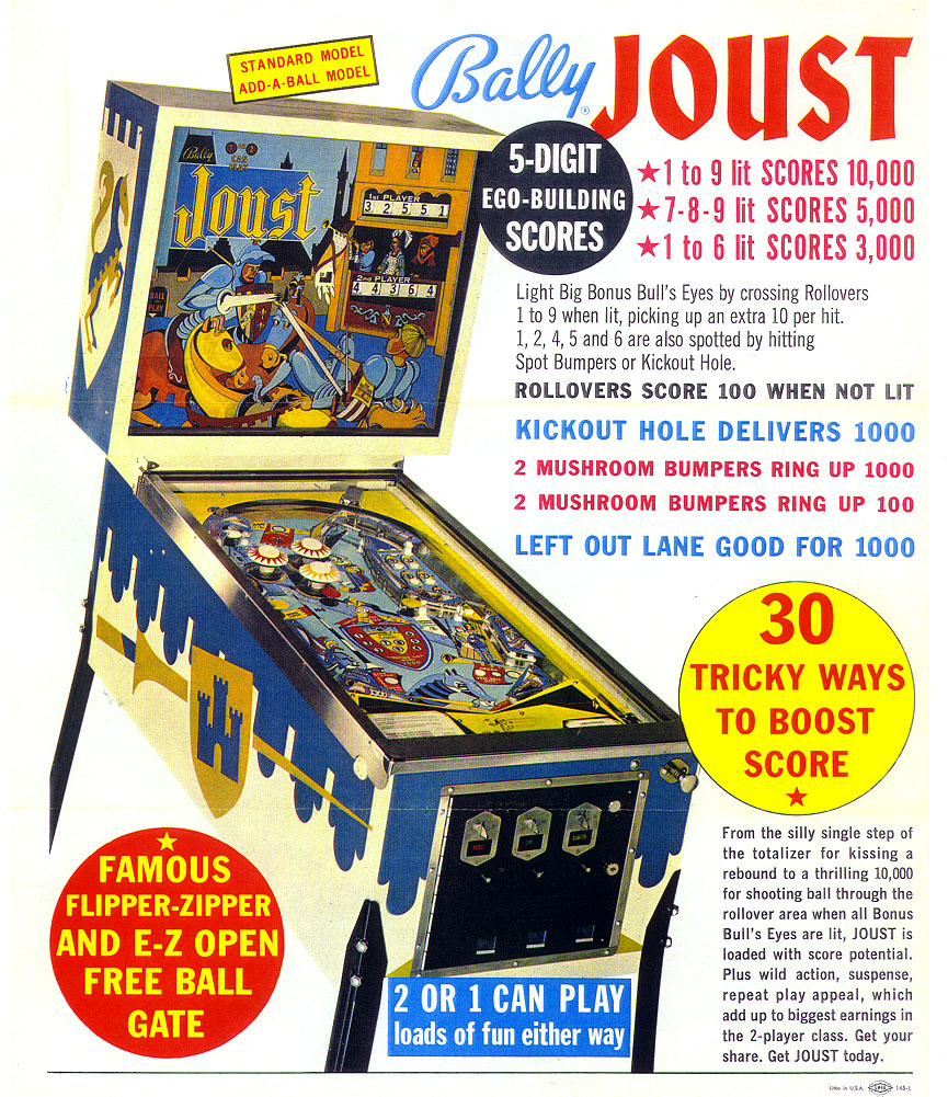 Joust (Bally, 1969) Flyer