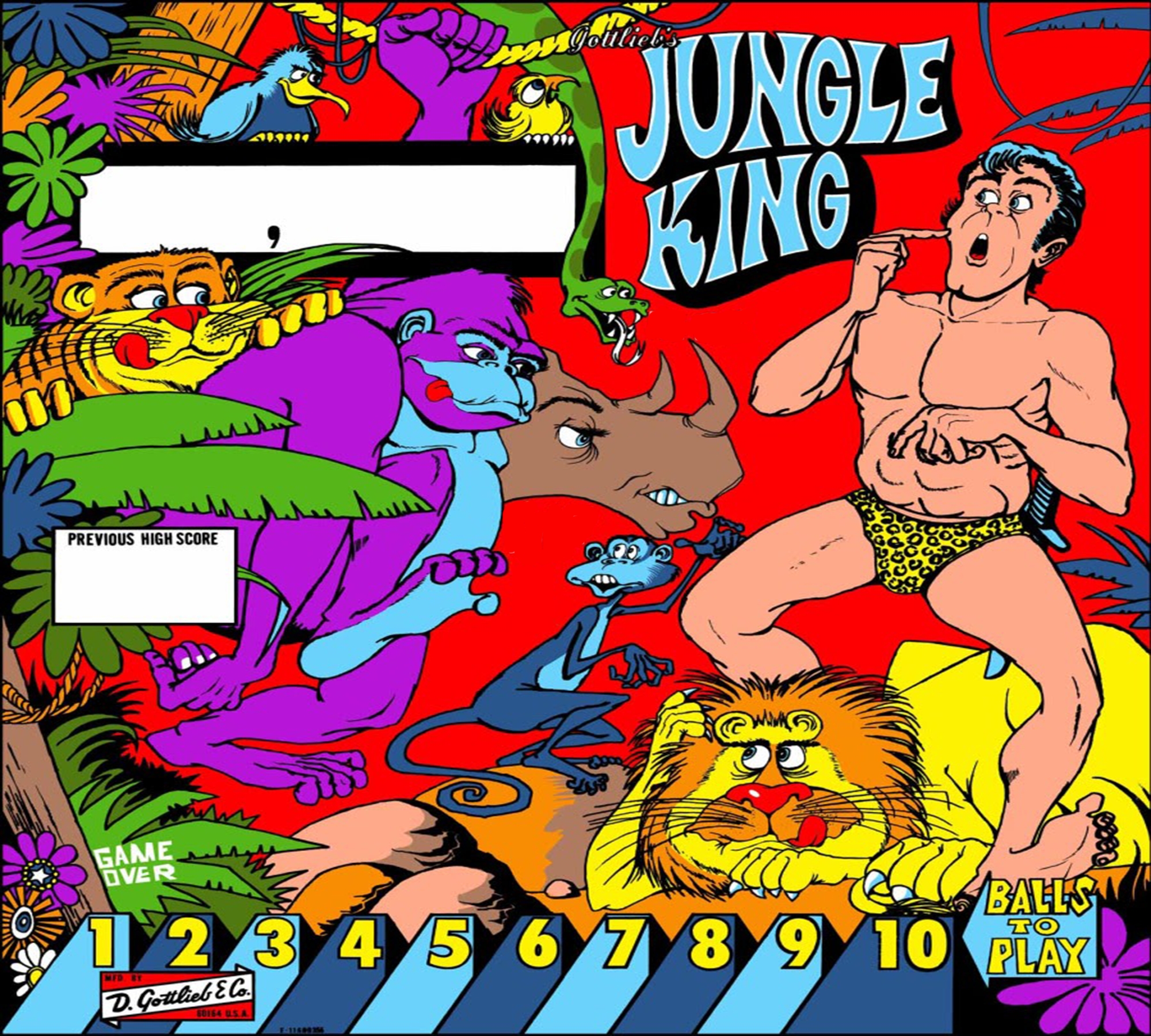 Jungle King (Gottlieb 1973) (Wildman) Backglass