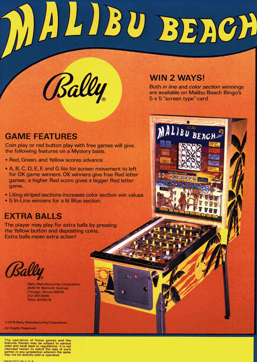 Malibu Beach (Bally, 1978) Flyer