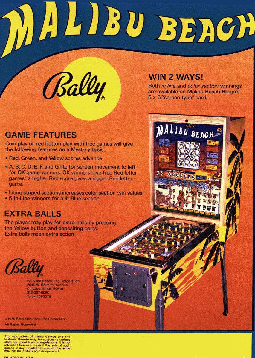 Malibu Beach (Bally, 1978) | Pinball Nirvana