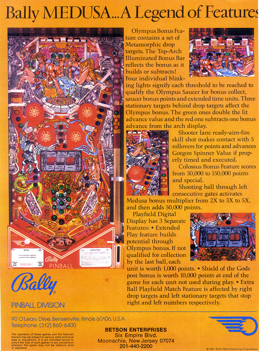 Medusa (Bally, 1981) Flyer (Back)