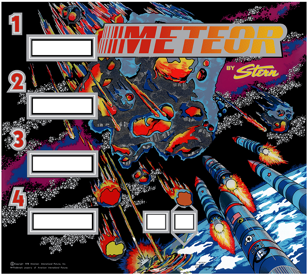 Meteor (Stern, 1979) (CPR) Backglass Pinball Nirvana