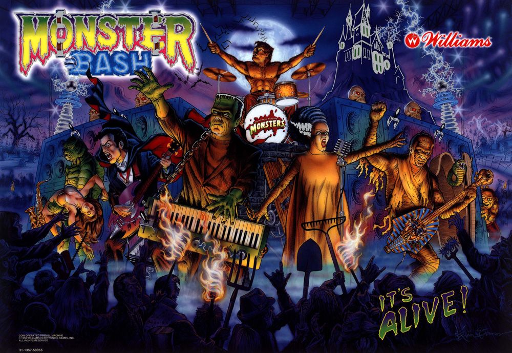 Monster Bash (Williams, 1998) (CPR) Backglass Pinball Nirvana