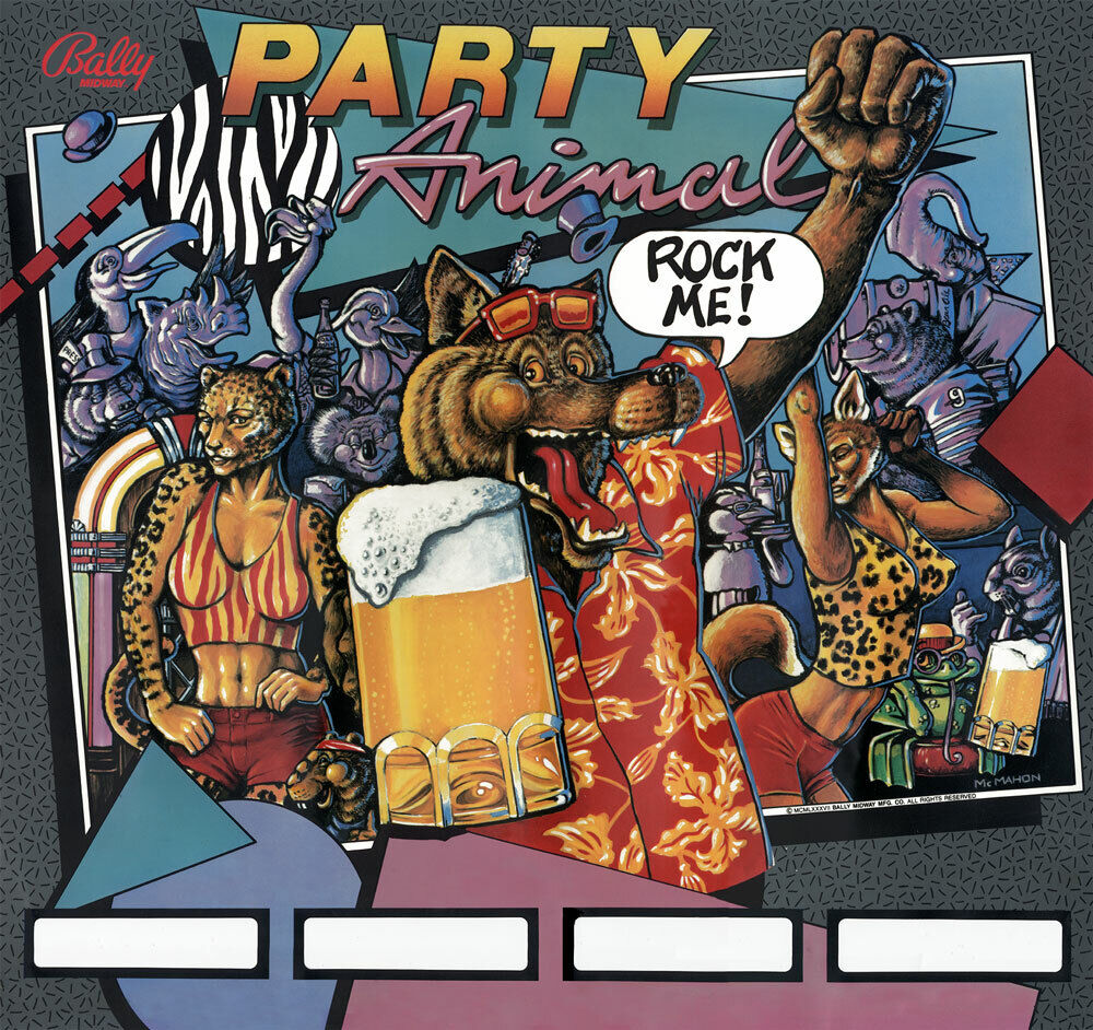 Party Animal (Bally, 1987) BEER VERSION Backglass