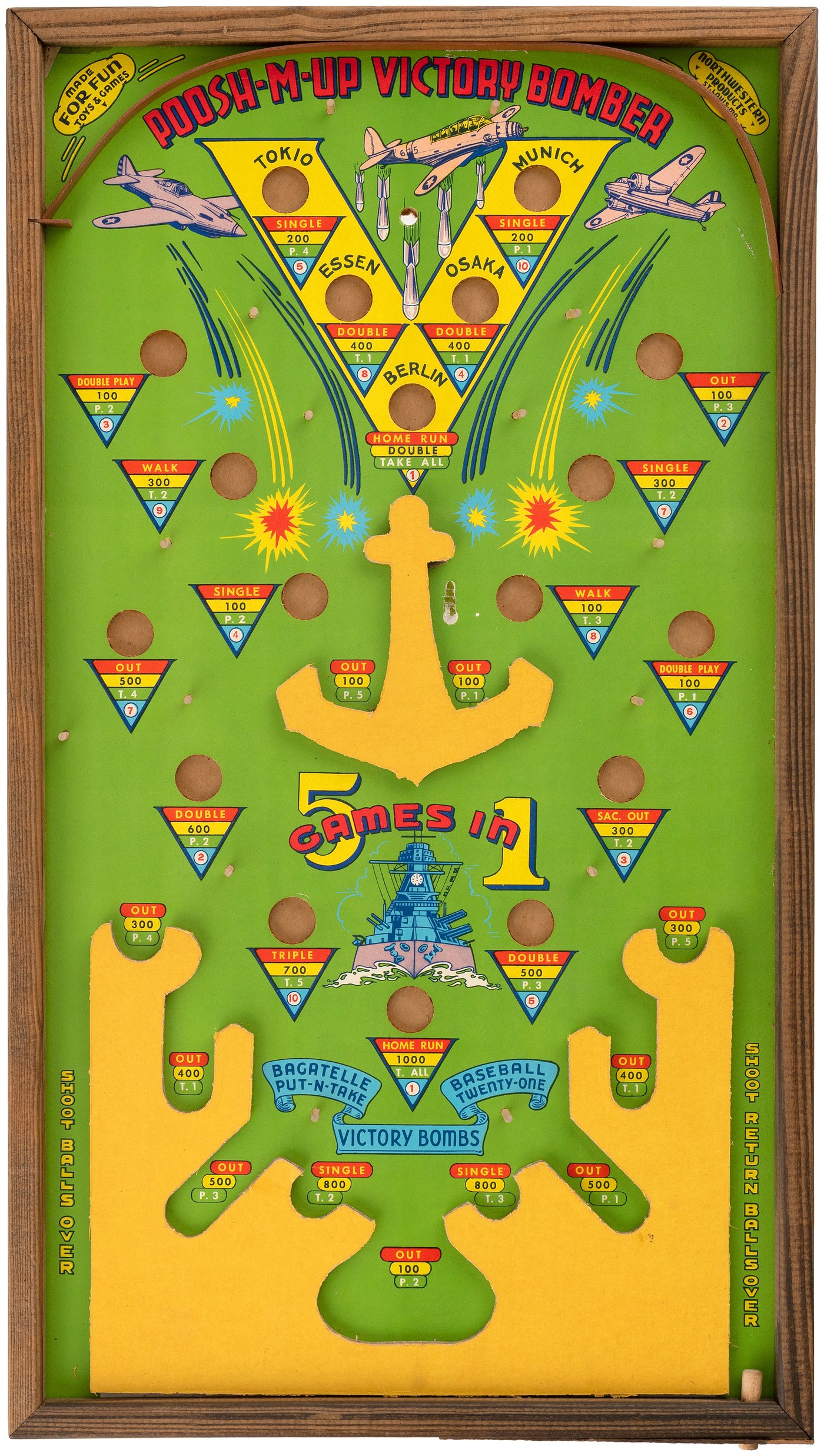 Poosh-M-Up Victory Bomber (Northwestern, 1940's, WWII) Playfield