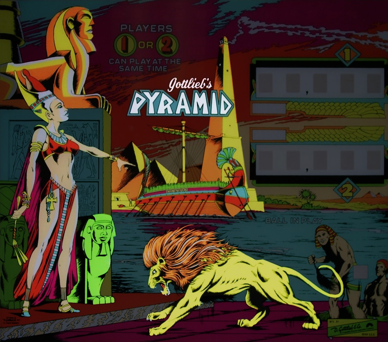 Pyramid (Gottlieb, 1978) (BorgDog) Backglass