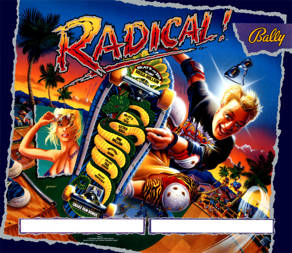 Radical! (Midway, 1990) (CPR) Backglass Pinball Nirvana