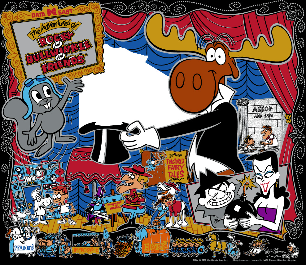 Rocky and Bullwinkle and Friends, Adventures of (Data East, 1993) (CPR) Backglass