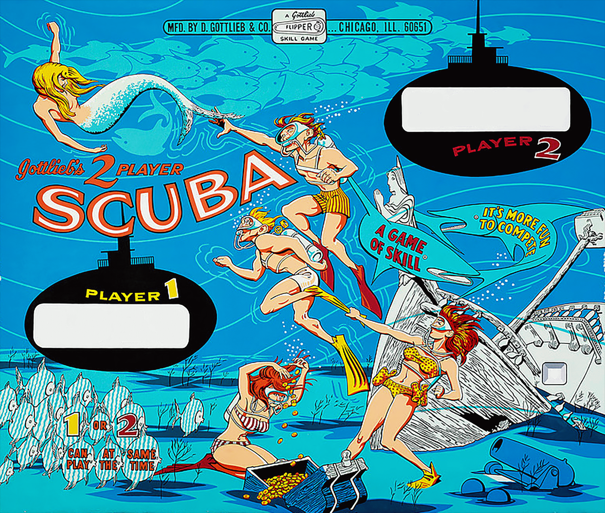 Scuba (Gottlieb, 1970) (Wildman) Backglass