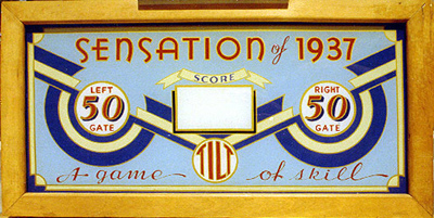 Sensation of 1937 (Chicago Coin, 1937) Backglass