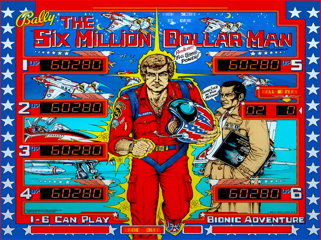 Six Million Dollar Man, The (Bally, 1978) (XenonPH) Backglass