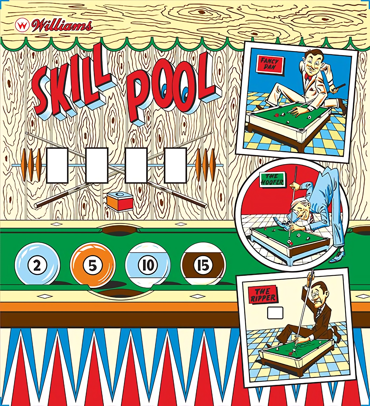 Skill Pool (Williams, 1963) (IkeS) Backglass