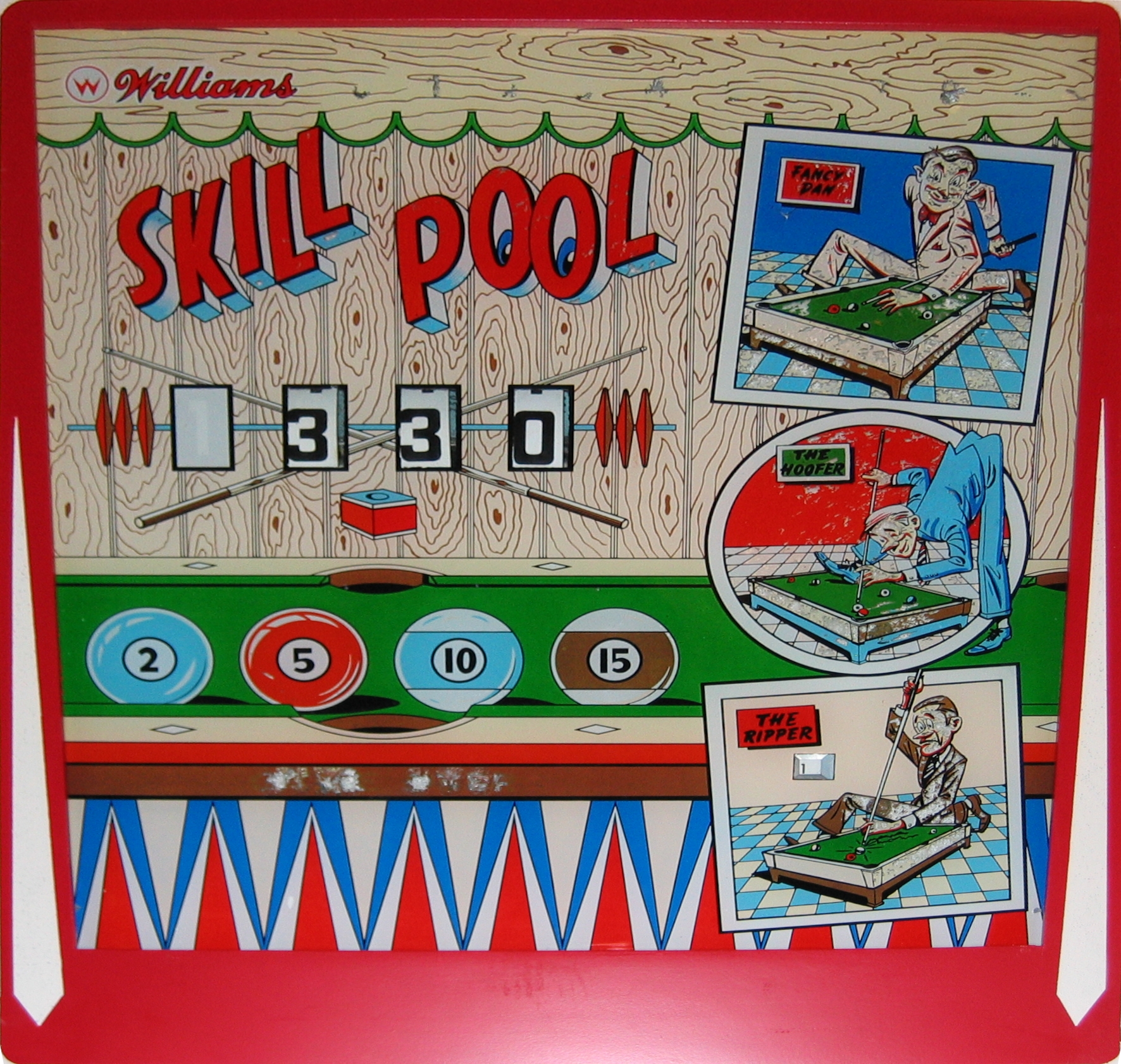 Skill Pool (Williams, 1963) (PN) Backglass