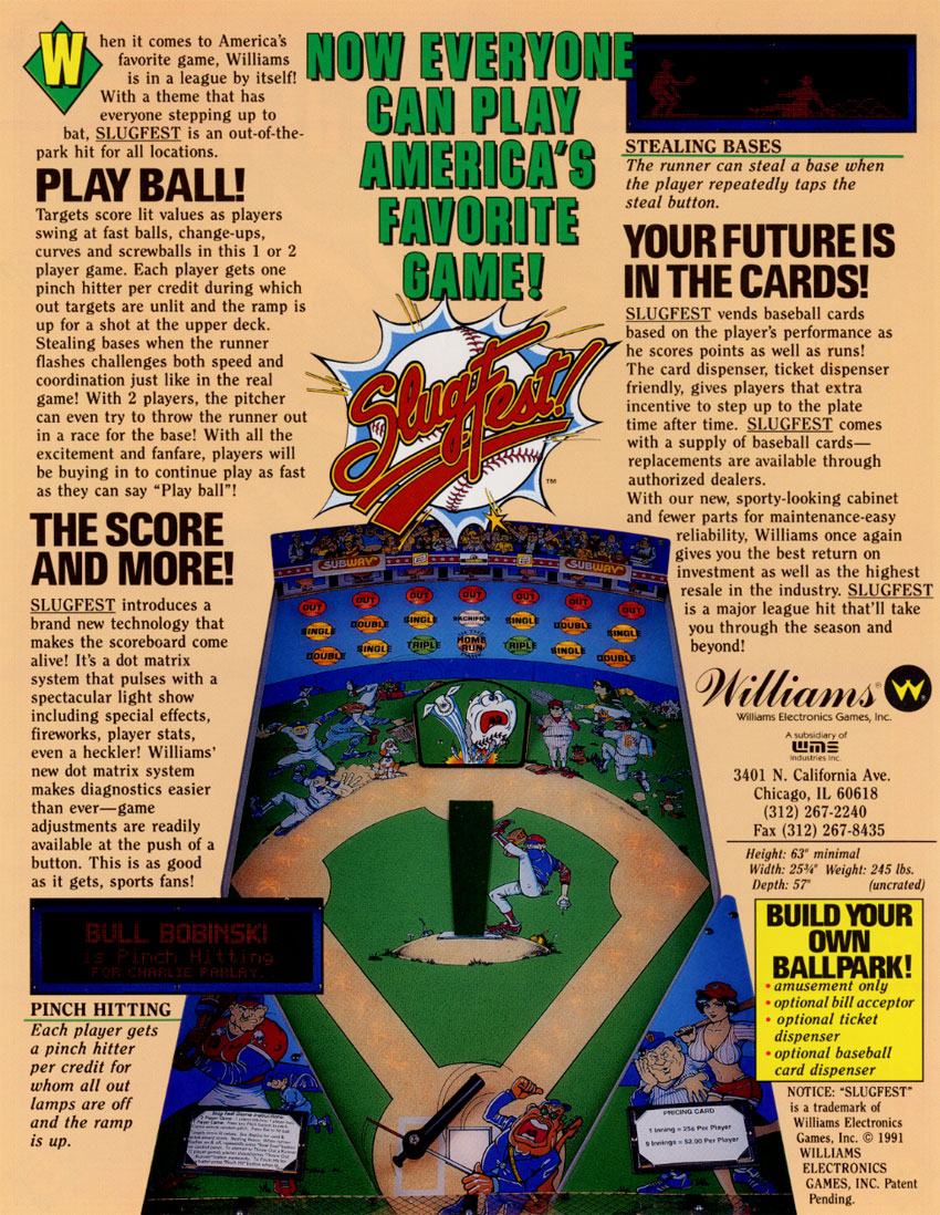 SlugFest (Williams, 1991) Flyer p2