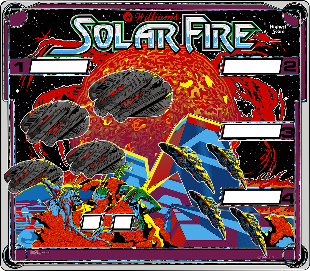 Solar Fire (Williams, 1981) (CPR) Backglass Pinball Nirvana