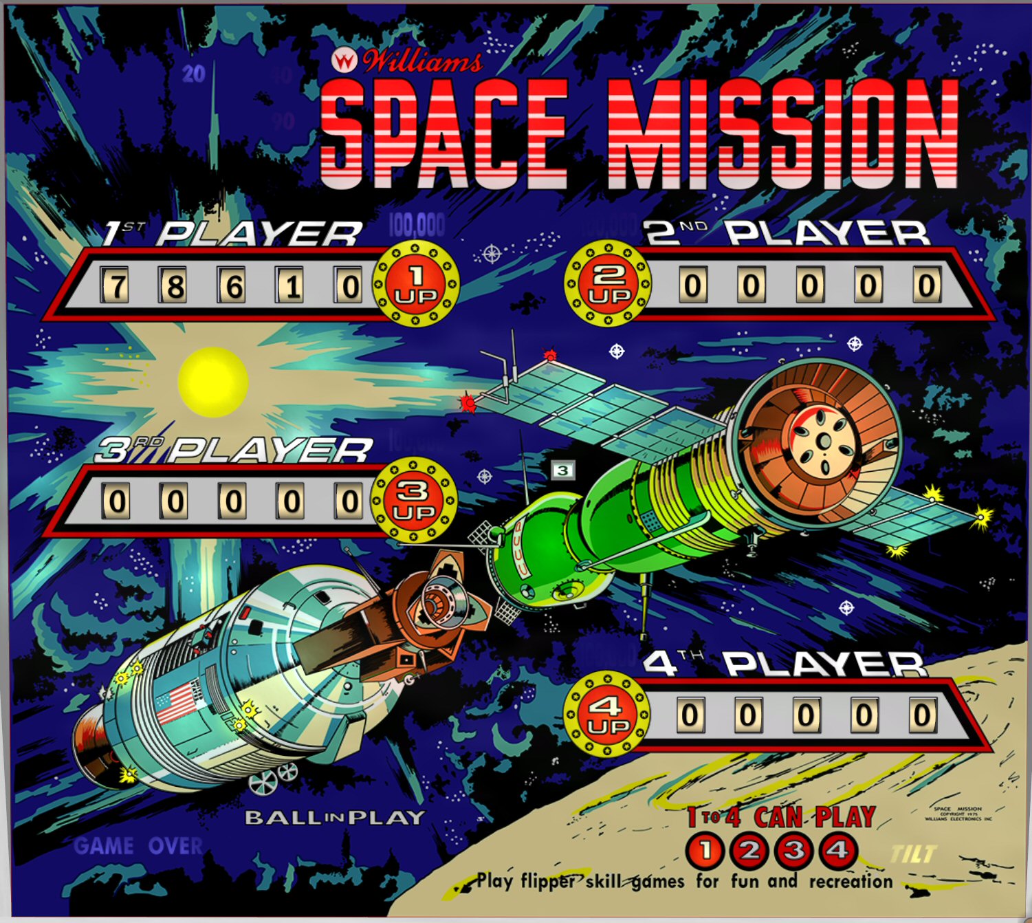 Space Mission (Williams, 1976) (JPR) Backglass